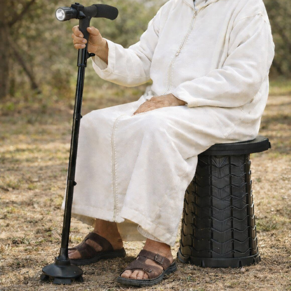 باك الراحة والأمان لكبار السن الكرسي والعكاز المحمول